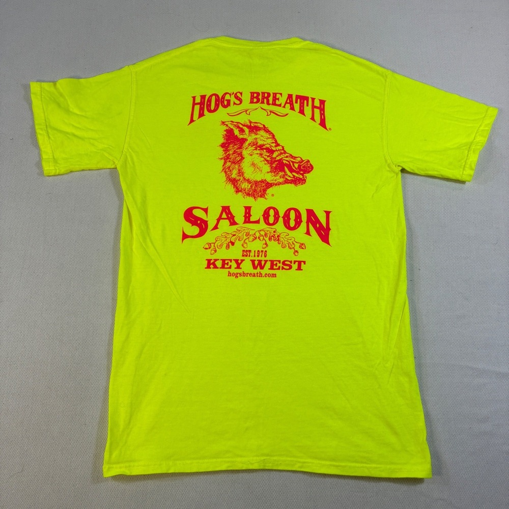 Hog's Breath Saloon Key West T-Shirt Neon Yellow Comfort Colors Small Graphic